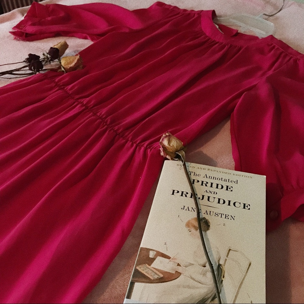 Vintage Magenta Midi Dress